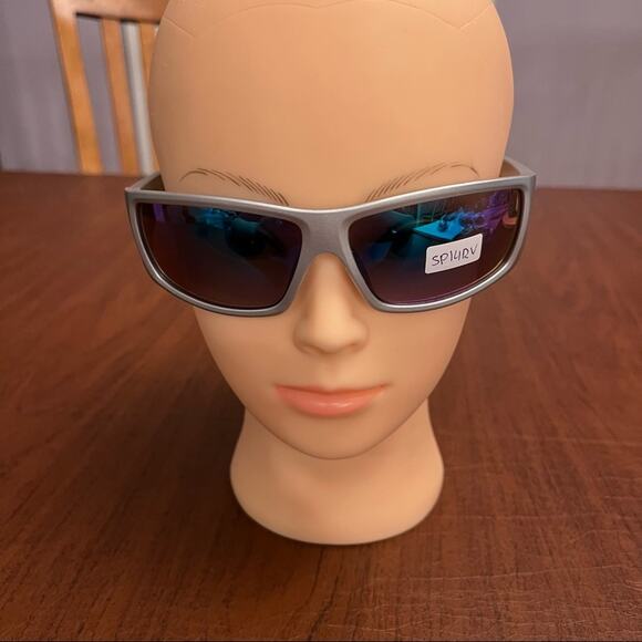 Mirrored Rectangular Sunglasses Silver Gray 130mm - Picture 2 of 10